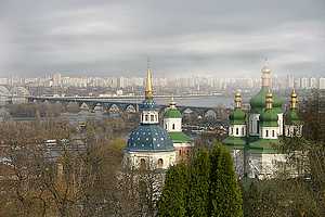 Vydubychi Monastery, Dnjepr and Skyline in Kiev